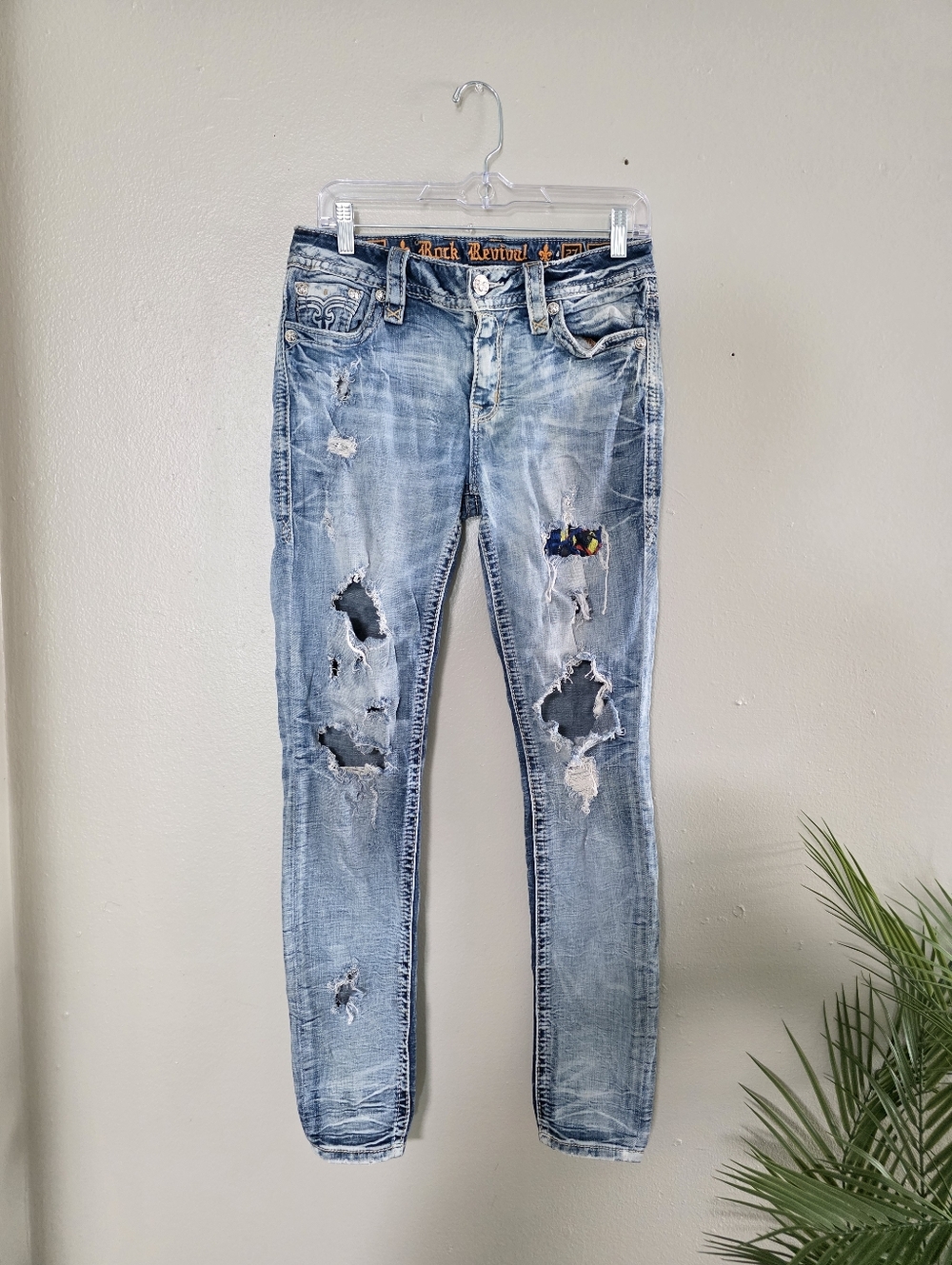 Rock Revival Women’s Distressed Light Blue Skinny Jeans